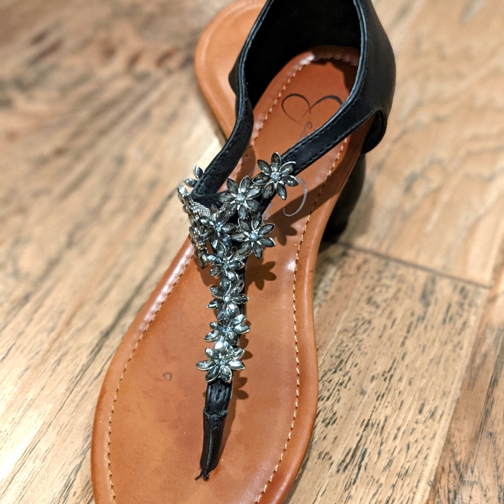 Rhinestone T-Strap Sandal